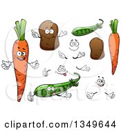 Poster, Art Print Of Cartoon Faces Hands Carrots Potatoes And Peas