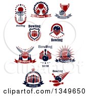 Clipart Of Text And Bowling Designs Royalty Free Vector Illustration