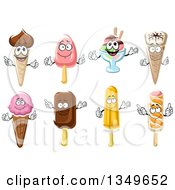 Clipart Of Cartoon Ice Cream Characters Royalty Free Vector Illustration