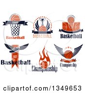 Clipart Of Text And Basketball Designs Royalty Free Vector Illustration