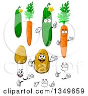 Poster, Art Print Of Cartoon Faces Hands Cucumbers Carrots And Potatoes