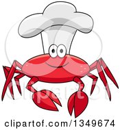 Poster, Art Print Of Cartoon Happy Red Crab Chef Wearing A Toque