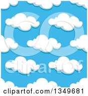Poster, Art Print Of Seamless Pattern Background Of Puffy Clouds In A Blue Sky 10