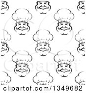 Poster, Art Print Of Seamless Background Design Pattern Of Black And White Chubby Male Chef Faces