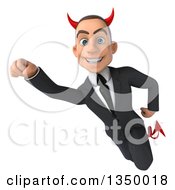 Clipart Of A 3d Young White Devil Businessman Flying Royalty Free Illustration