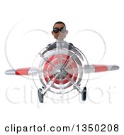 Clipart Of A 3d Young Black Businessman Aviator Pilot Wearing Sunglasses And Flying A White And Red Airplane Royalty Free Illustration by Julos