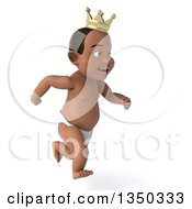 Clipart Of A 3d Black Baby Boy Wearing A Crown Sprinting To The Right Royalty Free Illustration