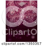 Clipart Of A 3d Disco Ball Over Pink Mosaic And Flares Royalty Free Vector Illustration by elaineitalia