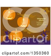 Poster, Art Print Of Halloween Infographic Background With Jackolantern Pumpkins Bare Trees And Sample Text