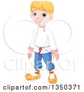 Cute Blond Russian Boy In Traditional Dress