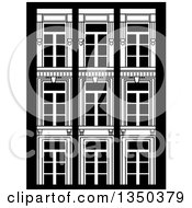 Clipart Of White Vintage Window Designs Over Black Royalty Free Vector Illustration