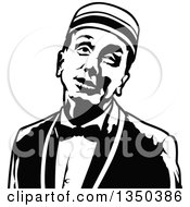Clipart Of A Black And White Bellboy Or Bellhop Hotel Worker Man Royalty Free Vector Illustration by dero