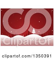 Clipart Of A Red Christmas Background Of Trees And Snow Royalty Free Vector Illustration