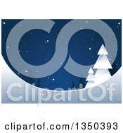 Clipart Of A Blue Christmas Background Of Trees And Snow Royalty Free Vector Illustration