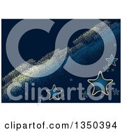 Clipart Of A Dark Blue Christmas Background With Gold And Blue Stars And Diagonal Paint Strokes Royalty Free Vector Illustration by dero