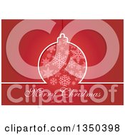 Clipart Of A Merry Christmas And Happy New Year Greeting With A Snoflake Bauble Over Red Royalty Free Vector Illustration