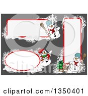 Poster, Art Print Of White And Red Snowflake And Snowmen Christmas Text Box Design Elements Over Gray