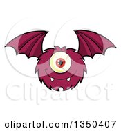Poster, Art Print Of Furry Bat Winged Purple Cyclops Monster Flying