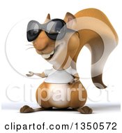 3d Casual Squirrel Wearing A White T Shirt And Sunglasses Presenting