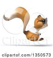 3d Casual Squirrel Wearing A White T Shirt And Sunglasses Hopping To The Right