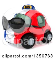 Clipart Of A 3d French Taxi Cab Character Wearing Sunglasses Royalty Free Illustration