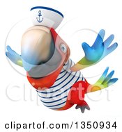 Clipart Of A 3d Scarlet Macaw Parrot Sailor Flying Royalty Free Illustration