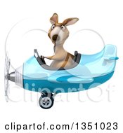 Clipart Of A 3d Kangaroo Aviator Pilot Flying A Blue Airplane To The Left Royalty Free Illustration by Julos