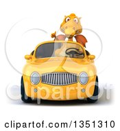 Clipart Of A 3d Yellow Dragon Giving A Thumb Up And Driving A Convertible Car Royalty Free Illustration by Julos