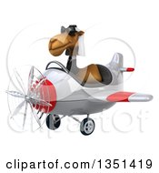 Clipart Of A 3d Arabian Business Camel Aviator Pilot Wearing Sunglasses And Flying A White And Red Airplane To The Left Royalty Free Illustration by Julos