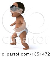 Clipart Of A 3d Black Baby Boy Wearing Sunglasses And Walking To The Left Royalty Free Illustration by Julos