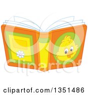 Clipart Of A Book With A Chick On The Cover Royalty Free Vector Illustration
