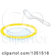 Clipart Of A Bowl And Spoon Royalty Free Vector Illustration