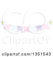 Clipart Of A Pastel Bunting Banner With Daisy Flowers Royalty Free Vector Illustration