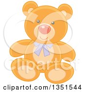 Poster, Art Print Of Cute Teddy Bear Wearing A Purple Bow