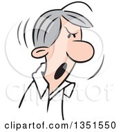 Clipart Of A Cartoon Angry Gray Haired Caucasian Man Shouting Royalty Free Vector Illustration