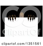 Poster, Art Print Of 3d Demon Or Zombie Peeking Over A Blank Sign