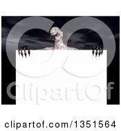 Poster, Art Print Of 3d Demon Or Zombie Holding A Blank Sign