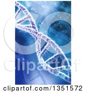 Clipart Of A Background Of Lights And Blue Diagonal DNA Strands Royalty Free Illustration by KJ Pargeter