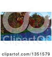 Poster, Art Print Of Row Of Colorful Autumn Trees Over A Still River