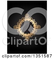 Golden Floral Diamond Frame With A Shiny Center Over Black Stripes