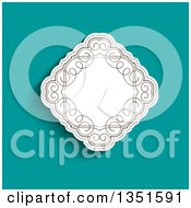 Poster, Art Print Of White Diamond With Retro Swirls Over Turquoise