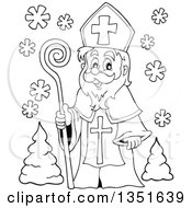 Poster, Art Print Of Black And White Cartoon Happy St Nicholas