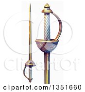 Clipart Of 3d Musketeer Swords Royalty Free Illustration