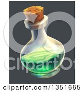 Poster, Art Print Of Potion Bottle With Green Liquid Over Gray