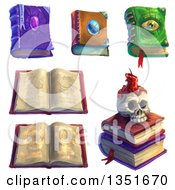 Poster, Art Print Of Magic Spell Books And A Skull