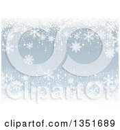 Poster, Art Print Of Christmas Background Of White Snowflakes On Light Blue