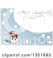 Poster, Art Print Of Snowman Presenting A Merry Christmas And Happy New Year Greeting In The Snow