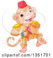 Poster, Art Print Of Cartoon Cute Performing Circus Monkey Playing Cymbals