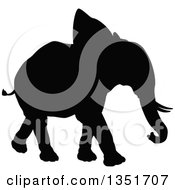 Clipart Of A Black Silhouetted Elephant Walking 4 Royalty Free Vector Illustration