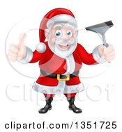 Poster, Art Print Of Christmas Santa Claus Giving A Thumb Up And Holding A Window Cleaning Squeegee 5